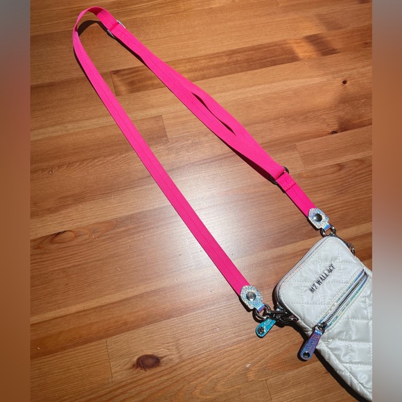 MZ WALLACE Micro Crosby Quilted Nylon Crossbody Bag In Pearl - Picture 13 of 16